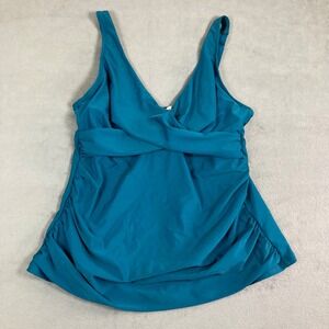 Mycoco Women Teal Underwire Tankini Top Ruched Crossover Swimwear Size 14